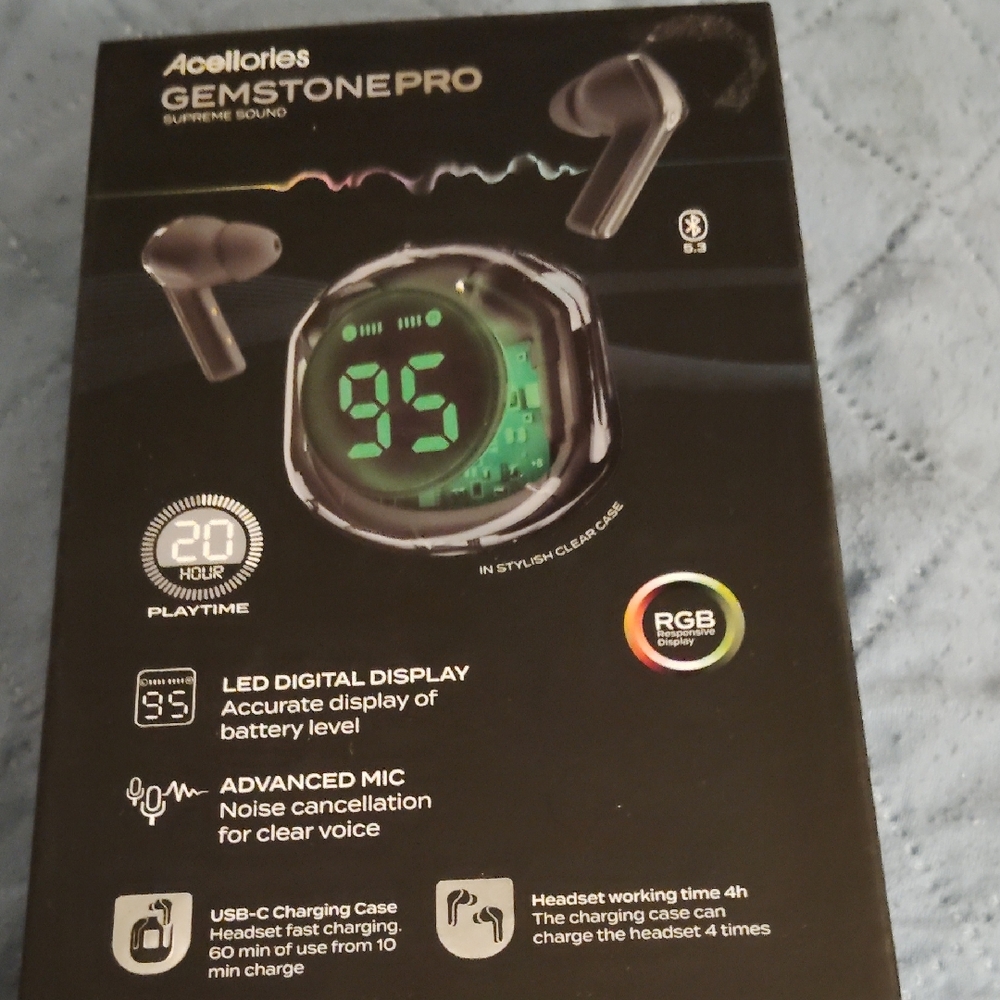 Gemstone Pro Wireless Earbuds - Black
